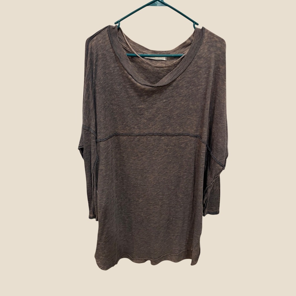 We The Free Free People Brown Oversized Long Sleeve Seam Detail Tunic dress Boho